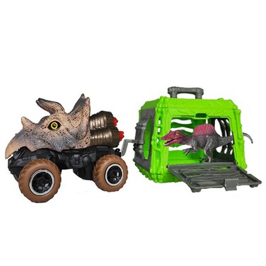 Little Story - Kids Toy Pull Back Dinosaur wt Cage - Brown