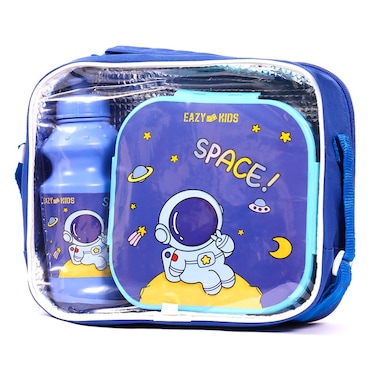 Eazy Kids Lunch Box and Water Bottle With Bag - Space Blue