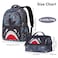 Nohoo Kids 16 Inch School Bag with Lunch Bag Combo Shark - Grey