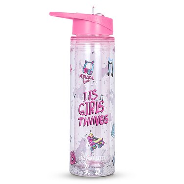 Eazy Kids Tritan Double Wall Glitter 550ml Water Bottle - It's Girls Things Pink