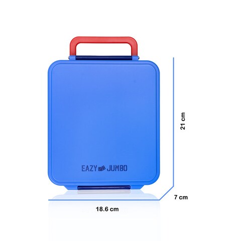 Eazy Kids Jumbo Bento Lunch Box w/ Thermos &amp; Sauce Jar- Blue
