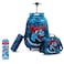 Eazy Kids 18Inch Set of 4 Trolley School Bag with Tritan 420ml Water Bottle, Lunch Bag and Pencil Case - TREX Dinosaur - Blue