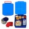 Eazy Kids Jumbo Bento Lunch Box w/ Lunch Bag and Thermos &amp; Dip Jar- Blue