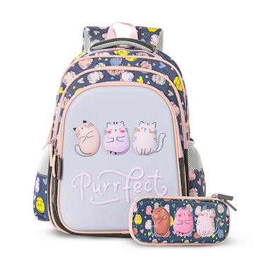 Eazy Kids School Bag w/ Pencil Case 16" - Purrfect Grey