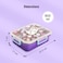 Eazy Kids 3 Compartment Stainless Steel bento Lunch Box, 800ml - Floral Purple
