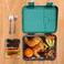 Eazy Kids 6 &amp; 4 Convertible Bento Lunch Box w/ Steel Spoon &amp; Fork Set and Alphabets Sticker - Gamer