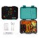 Eazy Kids 6 &amp; 4 Convertible Bento Lunch Box w/ Steel Spoon &amp; Fork Set and Alphabets Sticker - Gamer