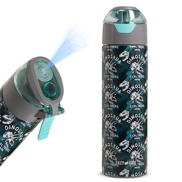 Eazy Kids - Insulated Stainless Steel Water Bottle w/ Spray -Dinosaurs,  640ml Green