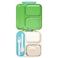 Nova Kids 3 Compartment Bento Lunch Box w/ Spoon &amp; Fork Set and Stainless Steel Gravy Box -  Dino Green