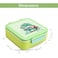 Nova Kids 3 Compartment Bento Lunch Box w/ Spoon &amp; Fork Set and Stainless Steel Gravy Box -  Dino Green