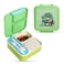Nova Kids 3 Compartment Bento Lunch Box w/ Spoon &amp; Fork Set and Stainless Steel Gravy Box -  Dino Green