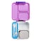 Nova Kids 3 Compartment Bento Lunch Box w/ Spoon &amp; Fork Set and Stainless Steel Gravy Box - Astronaut Purple