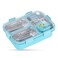Nova Kids Stainless Steel 3 Compartment Bento Lunch Box w/ Spoon &amp; Fork Set - Blue
