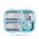 Nova Kids Stainless Steel 3 Compartment Bento Lunch Box w/ Spoon &amp; Fork Set - Blue