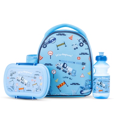Nova Kids Lunch Bag Combo w/ Lunch Box and Water Bottle - Workspace Blue