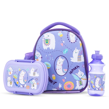 Nova Kids Lunch Bag Combo w/ Lunch Box and Water Bottle - Lama Purple