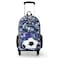 Eazy Kids 18" Set of 4 Backpack w/ 4 Wheel Trolley, Lunch Bag and Pencil Case - Football