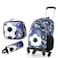 Eazy Kids 18" Set of 4 Backpack w/ 4 Wheel Trolley, Lunch Bag and Pencil Case - Football