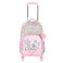 Eazy Kids 17" School Bag Set of 3 w/ 4 Wheel Trolley, Pencil Pouch - Love Pink