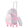 Eazy Kids 17" School Bag Set of 3 w/ 4 Wheel Trolley, Pencil Pouch - Love Pink
