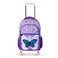 Eazy Kids 18" Set of 4 Backpack w/ 4 Wheel Trolley, Lunch Bag and Pencil Case - 3D Butterfly Purple