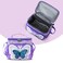 Eazy Kids 18" Set of 4 Backpack w/ 4 Wheel Trolley, Lunch Bag and Pencil Case - 3D Butterfly Purple