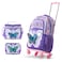 Eazy Kids 18" Set of 4 Backpack w/ 4 Wheel Trolley, Lunch Bag and Pencil Case - 3D Butterfly Purple