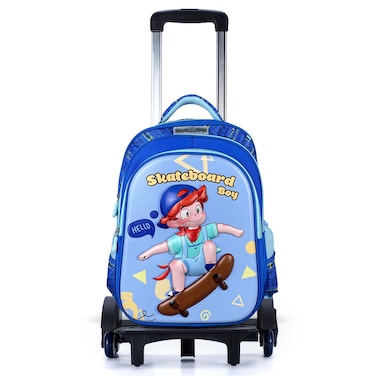 Nova Kids 3D School Bag w/ Trolley - Skater Blue, 16.5