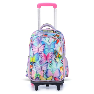 Nova Kids School Bag w/ Trolley - Butterfly Purple, 17.5