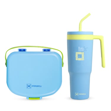 صندوق غداء بينتو من هايدروبرو، ٤ أقسام، مع زجاجة مياه فولاذية، وملعقة وشوكة - كوبالت