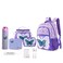 Eazy Kids 18" Set of 5 Backpack w/ Water Bottle, Lunch Box, Lunch Bag and Pencil Case - 3D Butterfly Purple