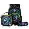 Eazy Kids 17" Set of 5 Backpack w/ Water Bottle, Lunch Box, Lunch Bag and Pencil Case - T-Rex
