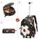 Eazy Kids Trolley 18" School Bag Set of 4 w/ Duffle bag, Lunch Bag and Pencil Case - Football Black