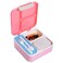 Nova Kids 3 Compartment Bento Lunch Box w/ Water Bottle, Spoon &amp; Fork Set and Stainless Steel Jar - Unicorn Pink