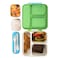 Nova Kids 3 Compartment Bento Lunch Box w/ Water Bottle, Spoon &amp; Fork Set and Stainless Steel Jar - Dino Green