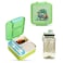 Nova Kids 3 Compartment Bento Lunch Box w/ Water Bottle, Spoon &amp; Fork Set and Stainless Steel Jar - Dino Green