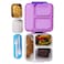 Nova Kids 3 Compartment Bento Lunch Box w/ Water Bottle, Spoon &amp; Fork Set and Stainless Steel Jar - Astronaut Purple