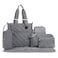 Little Story Set of 7 - Quilted Diaper Bag with Stroller Straps and Changing Mat - Grey