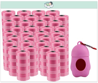 Amchi Baby Disposable Scented Bags pack of 34 rolls/680 Bags with Dispenser- Pink