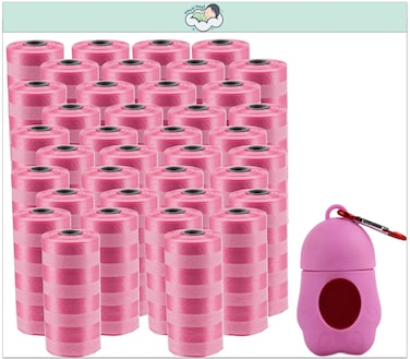 Amchi Baby Disposable Scented Bags pack of 38 rolls/760 Bags with Dispenser- Pink