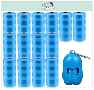 Amchi Baby Disposable Scented Bags pack of 14 rolls/280 Bags with Dispenser- Blue