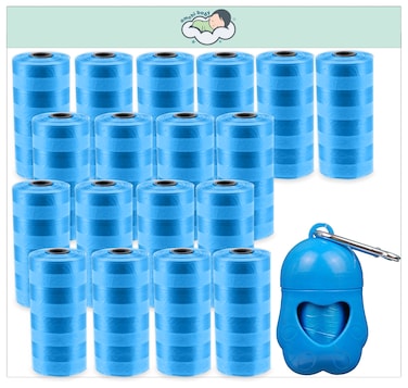 Amchi Baby Disposable Scented Bags pack of 18 rolls/360 Bags with Dispenser- Blue