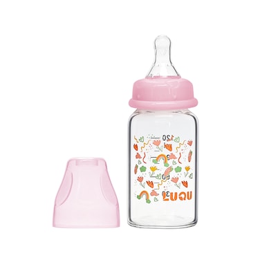 LuQu Best Glass Baby Bottle for Milk - BPA-Free, Anti-Colic, 120ML