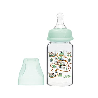LuQu Best Glass Baby Bottle for Milk - BPA-Free, Anti-Colic, 120ML