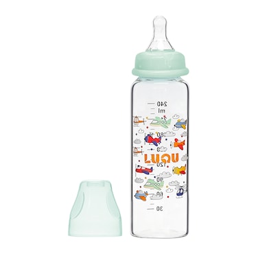 LuQu Best Glass Baby Bottle for Milk - BPA-Free, Anti-Colic, 240ML