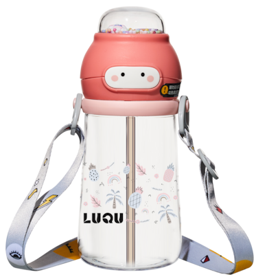 LuQu Sippy Cup for Toddlers, Baby Straw Cup, Kids Water Bottle with Soft Silicon Spout Cup, 360&deg; Water Leak Proof Weighted Straw, Independent Drinking Toddler Sippy Cup, 400ml