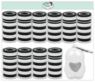Amchi Baby Disposable Scented Bags pack of 10 rolls/200 Bags with Dispenser- White