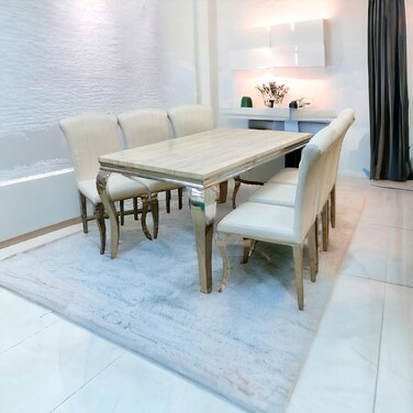 طاولة طعام رخام - 6 كرسي