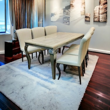 Marble dining table - 6 chairs