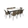 Marble dining table - 6 chairs - brown